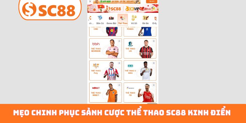 Mẹo chinh phục sảnh cược thể thao SC88 kinh điển